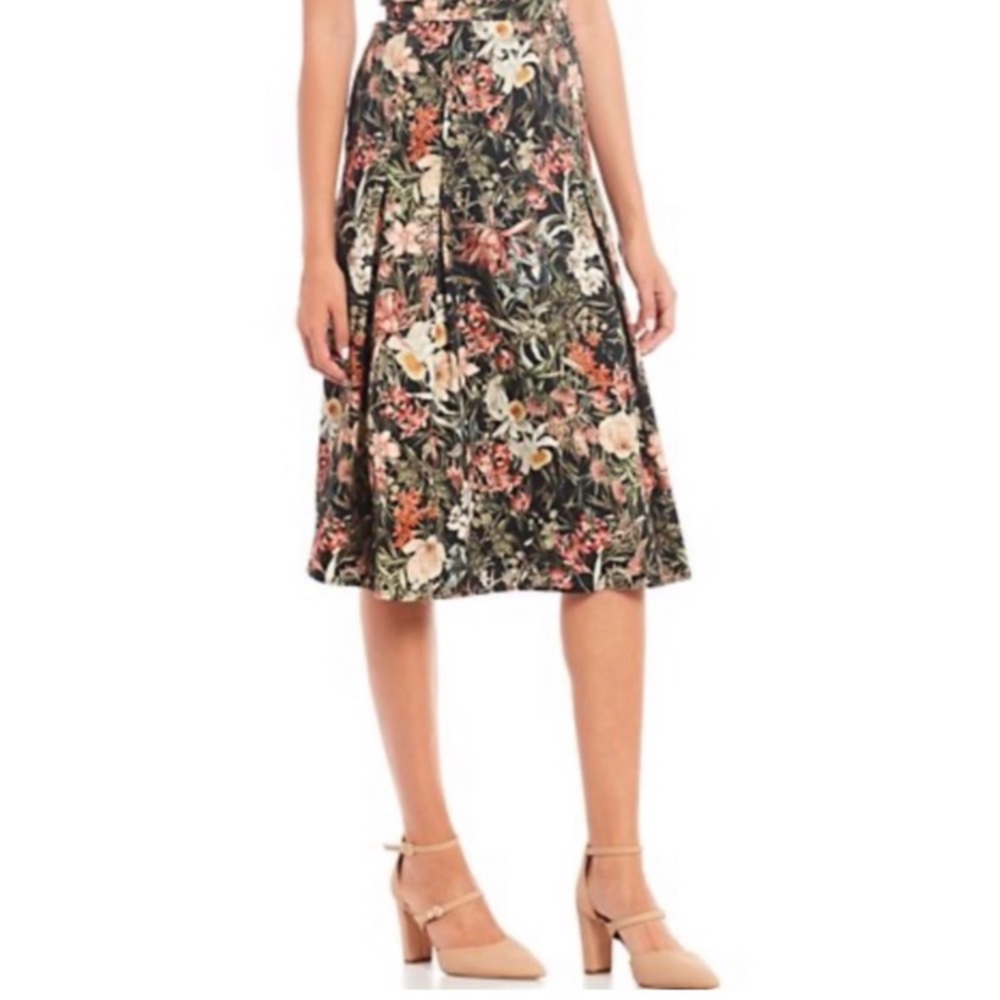 Antonio Melani Floral Brenda Sateen Midi Skirt